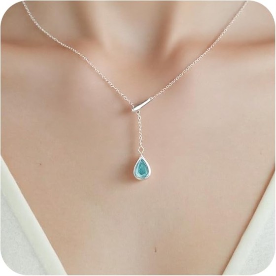 レディース ティアドロップ ペンダントネックレス華奢なYネックレス普段使い、誕生日、記念日など、あらゆるシーンにぴったりですギフトボックス付き