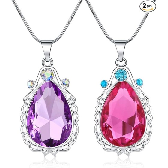 ちいさなプリンセスソフィアのお守りとプリンセスエレナのネックレス 2個 ツインシスター ティアドロップネックレス マジックジュエリー 女の子へのギフト