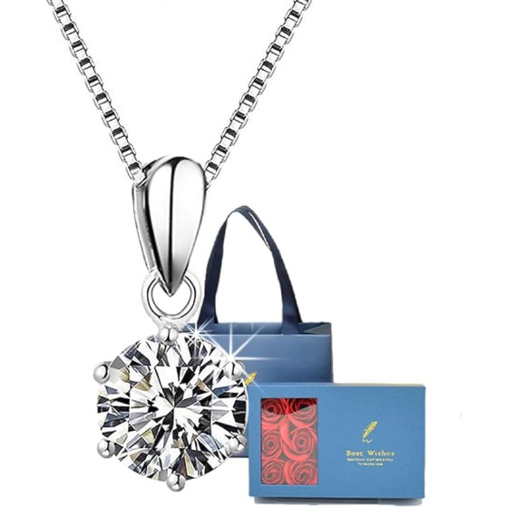 レディース ネックレス ジュエリー【 ダイヤモンド より輝く ジュエリー 1.0ct 】 モアッサナイト ネックレス 1カラット ペンダント シルバー925 5層プラチナコーティング お祝い 誕生日 彼女 結婚記念日 妻 プレゼント 人気 ギフトバッグ ケース付