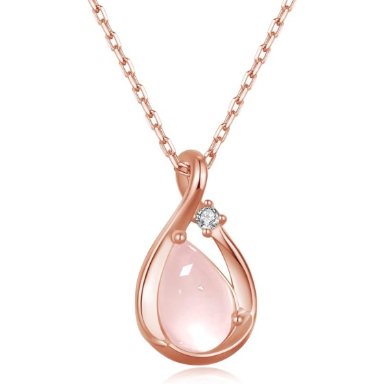 ローズクオーツネックレス レディース 人気 10月誕生石「ラブストーン」シルバー925 金属アレルギー対応 ピンクゴールド ネックレス ペンダント 天然石 パーティー 誕生日プレゼント アクセサリー