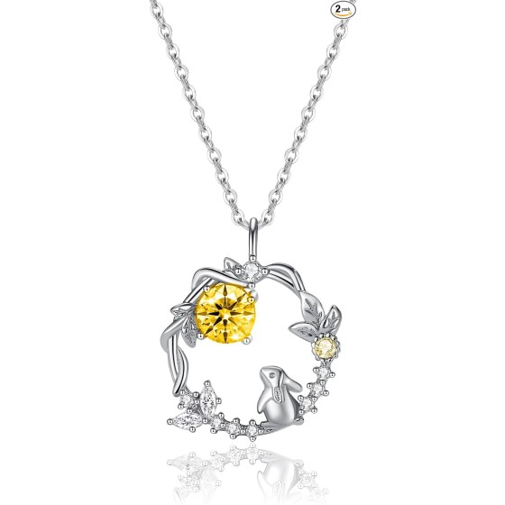 ネックレス レディース 月 うさぎ フープ 円形 ラッキー Silver925 金属アレルギー対応 可愛い アクセサリー 誕生日 プレゼント 女性