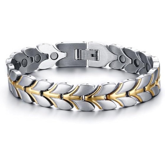 ジュエリー 人気 ブランド ブレスレット 磁気 メンズ チタン製 ゴールド 麦 穂 金属アレルギー おしゃれ 父の日 プレゼント