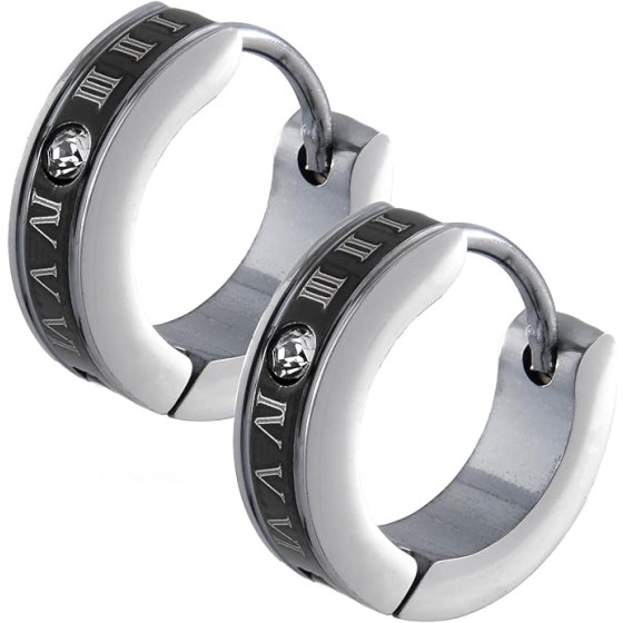 ピアス メンズ フープピアス リングピアス ローマ数字 ステンレス 18G