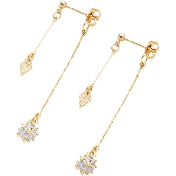 クリームドット ピアス レディース 人気 揺れる バックキャッチ ひし形 メタル ビジュー パヴェ