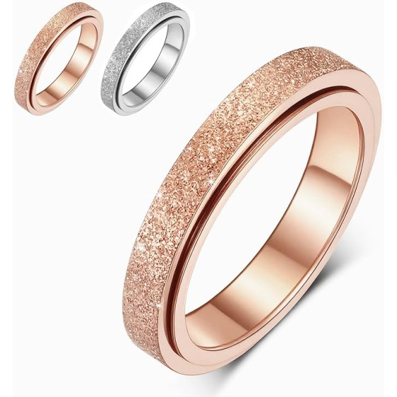 トリング ストレス解消 リング 暇つぶし 不安解消 癖対策 フィジェットト リラックス ステンレス 指輪 手遊び 大人 おしゃれ リングスピナー ローズゴールド 日本サイズ19号