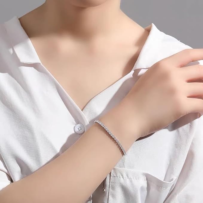 ブレスレット バングル 腕輪 キラキラ ジルコン クリスタル チェーン ステンレス 長い調節可能 金属アレルギー対応 メンズ レディース ファッション アクセサリー シルバー ローズゴールド 彼氏 彼女 プレゼント 誕生日 記念日 クリスマス ギフト