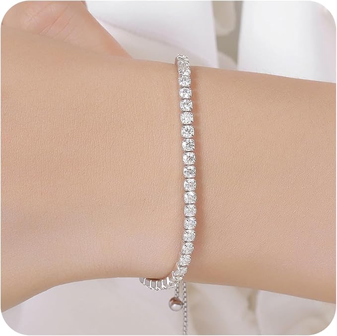 ブレスレット バングル 腕輪 キラキラ ジルコン クリスタル チェーン ステンレス 長い調節可能 金属アレルギー対応 メンズ レディース ファッション アクセサリー シルバー ローズゴールド 彼氏 彼女 プレゼント 誕生日 記念日 クリスマス ギフト