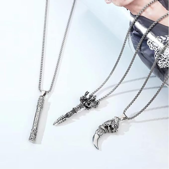 メンズネックレス レディースネックレス ヒップホップチタンスチールネックレス 長さ70cmのペンダント ユニセックス。