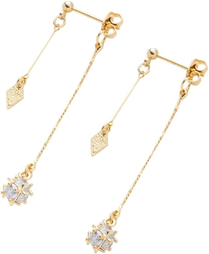 クリームドット ピアス レディース 人気 揺れる バックキャッチ ひし形 メタル ビジュー パヴェ