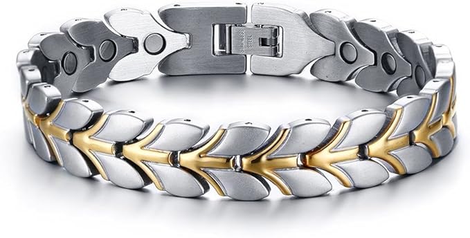 ジュエリー 人気 ブランド ブレスレット 磁気 メンズ チタン製 ゴールド 麦 穂 金属アレルギー おしゃれ 父の日 プレゼント