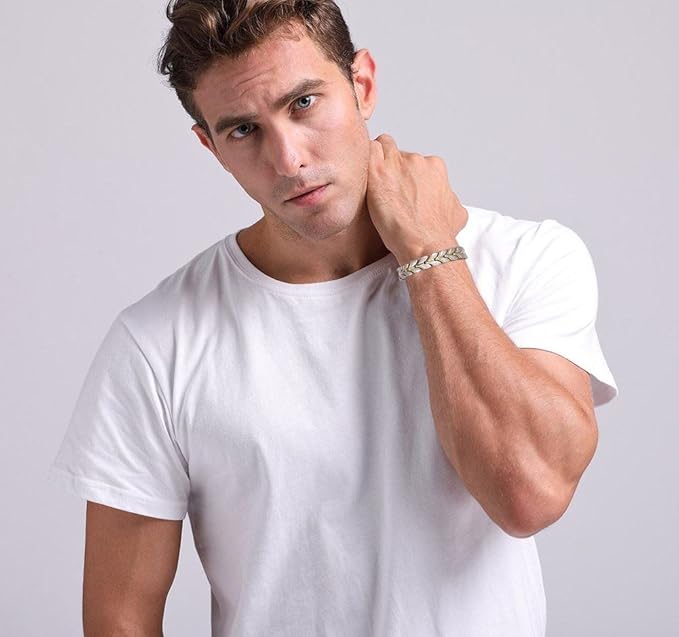 ジュエリー 人気 ブランド ブレスレット 磁気 メンズ チタン製 ゴールド 麦 穂 金属アレルギー おしゃれ 父の日 プレゼント