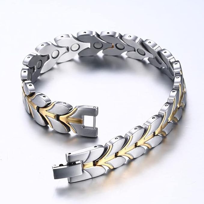 ジュエリー 人気 ブランド ブレスレット 磁気 メンズ チタン製 ゴールド 麦 穂 金属アレルギー おしゃれ 父の日 プレゼント