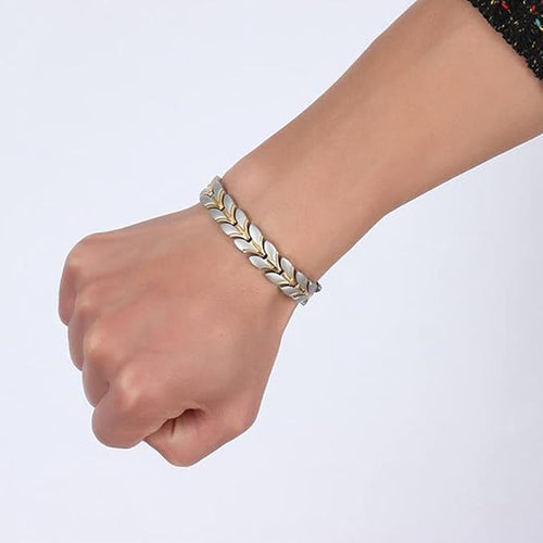 ジュエリー 人気 ブランド ブレスレット 磁気 メンズ チタン製 ゴールド 麦 穂 金属アレルギー おしゃれ 父の日 プレゼント