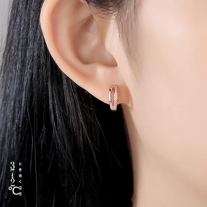 ピアス レディースフープピアス リングピアス 18Kコーディングシルバー925ジルコニアピアス シルバーピアスオリジナル高級ギフトボックス付き ピアス アクセサリー